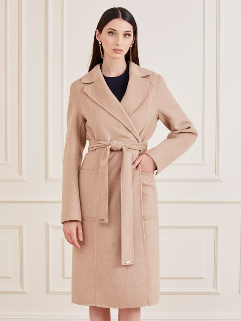 Manteau En Laine Mélangée Marciano Beige Guess