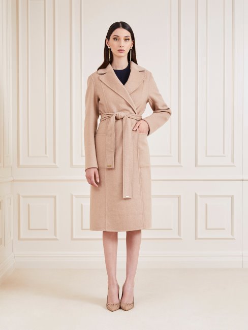 Manteau En Laine Mélangée Marciano Beige Guess