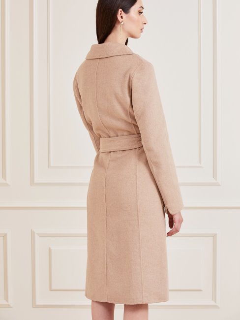 Manteau En Laine Mélangée Marciano Beige Guess