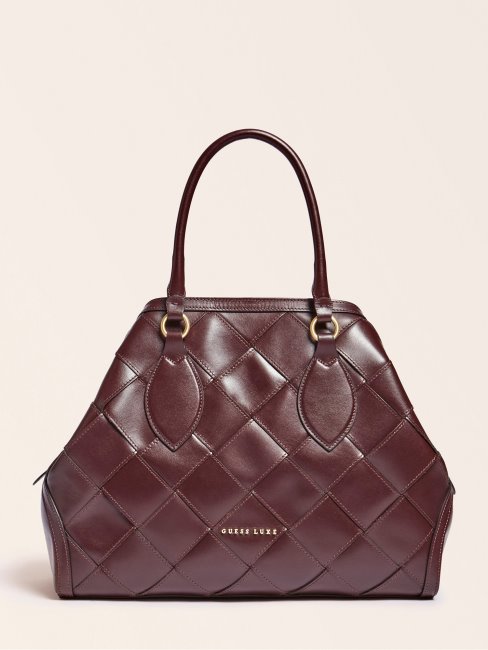 Sac à Main En Cuir Véritable Giorgia Luxe Rouge Guess