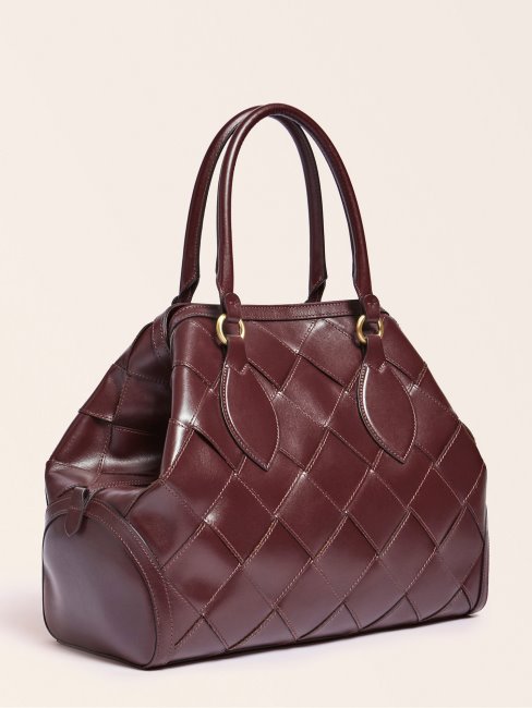 Sac à Main En Cuir Véritable Giorgia Luxe Rouge Guess