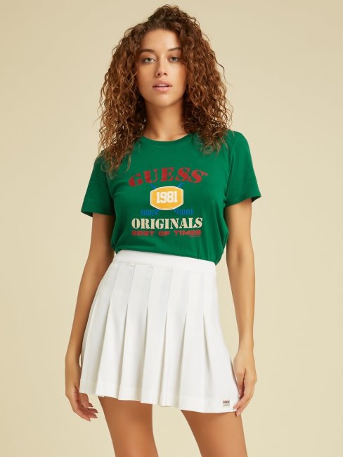 Tee Shirt Guess Vert à Logo Sur Le Devant