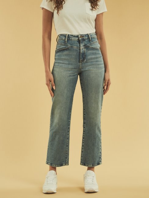 Pantalon En Denim Coupe Relax Guess Bleu