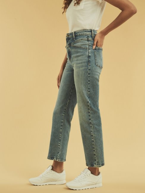 Pantalon En Denim Coupe Relax Guess Bleu