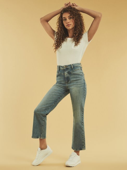 Pantalon En Denim Coupe Relax Guess Bleu