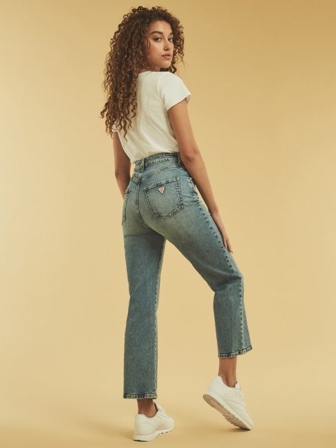 Pantalon En Denim Coupe Relax Guess Bleu