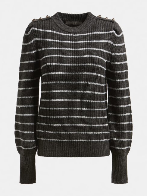 Pull Guess Gris En Laine Mélangée à Rayures Multiples