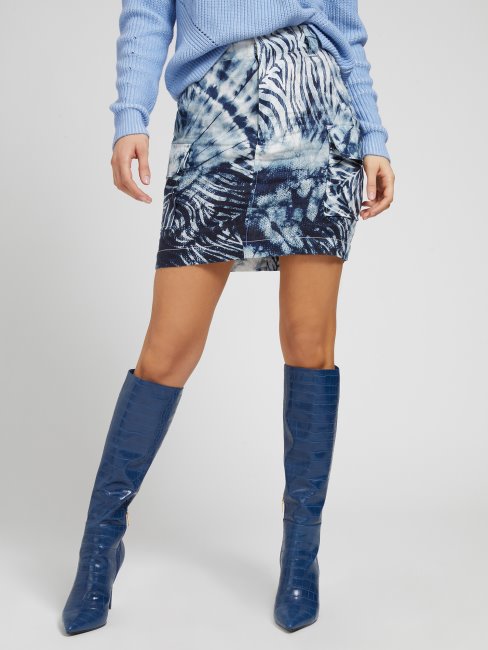 Mini-jupe Bleu Multi-imprimés Guess