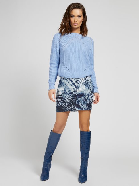 Mini-jupe Bleu Multi-imprimés Guess