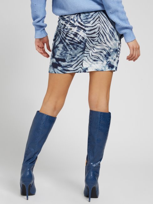 Mini-jupe Bleu Multi-imprimés Guess