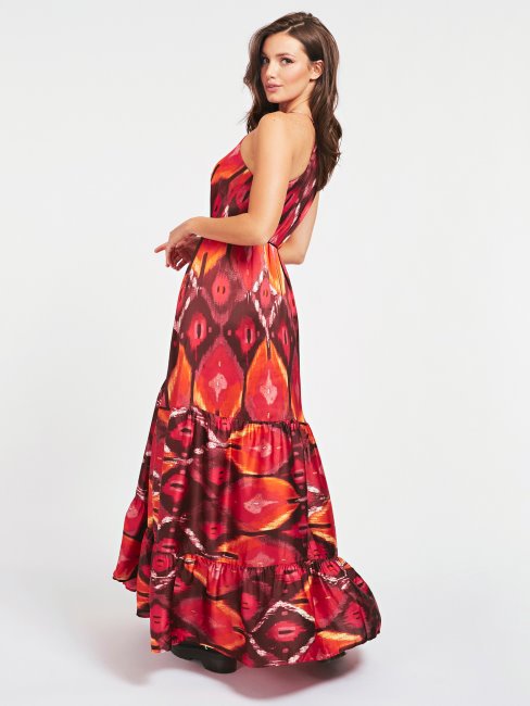 Devinez Les Nuances D'orange - Robe Ceinturée Imprimée Sur L'ensemble