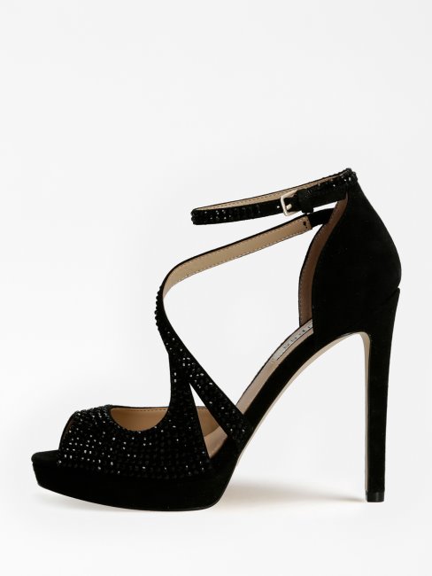 Escarpin Peep Toe Strass Fin Noir Guess