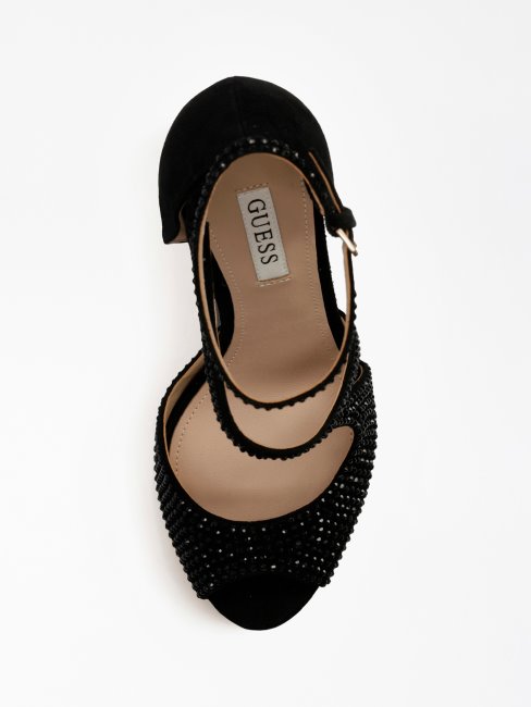 Escarpin Peep Toe Strass Fin Noir Guess