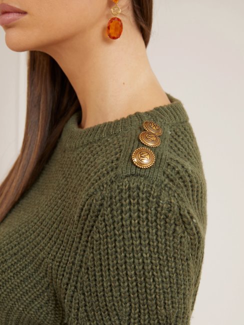 Guess Vert Pull En Laine Marciano Mélangée