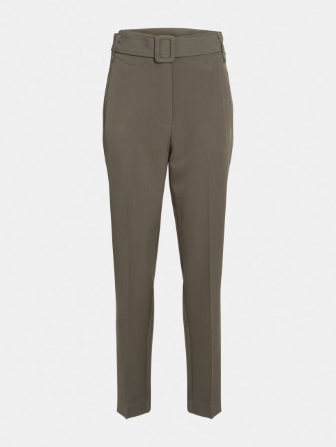 Guess Pantalon Ceinturé Jambe Cigarette Vert