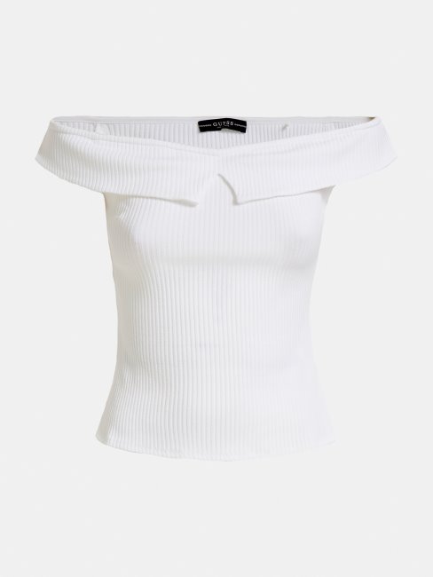 Top Côtelé Blanc Guess