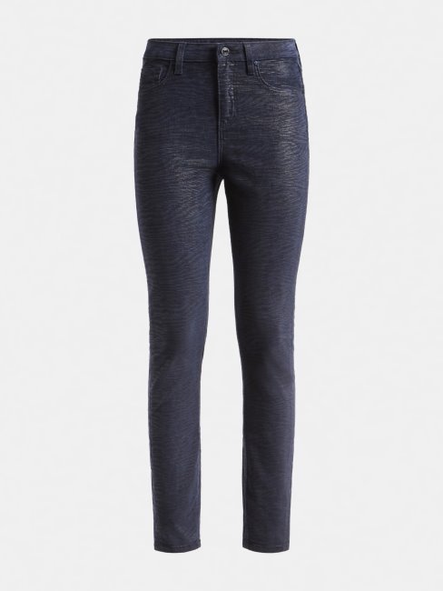 Guess Pantalon Denim Coupé Skinny Imprimé Animal Bleu