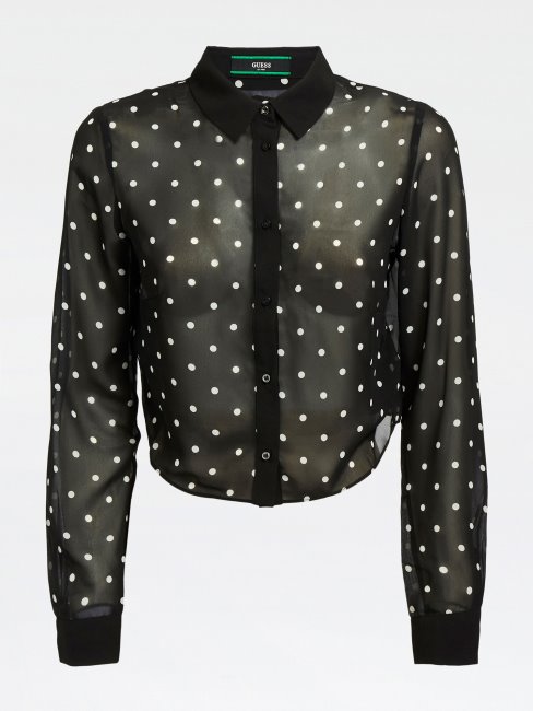 Chemise Courte Noire à Imprimé Multiple Guess