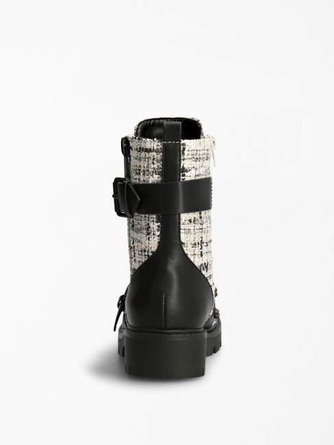 Guess Bottes De Combat Grises En Tweed Multi Rodeta