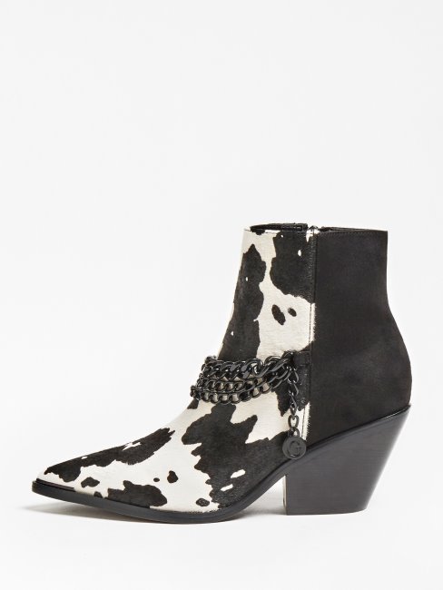 Bottines Guess Patziy En Cuir Véritable Blanc Avec Chaîne