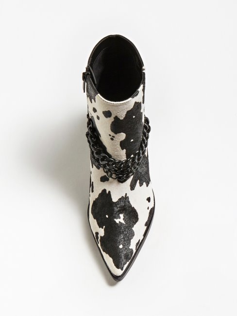 Bottines Guess Patziy En Cuir Véritable Blanc Avec Chaîne