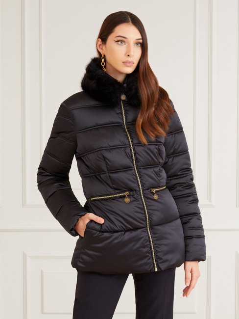 Veste En Satin Matelassé Marciano Bleu Guess