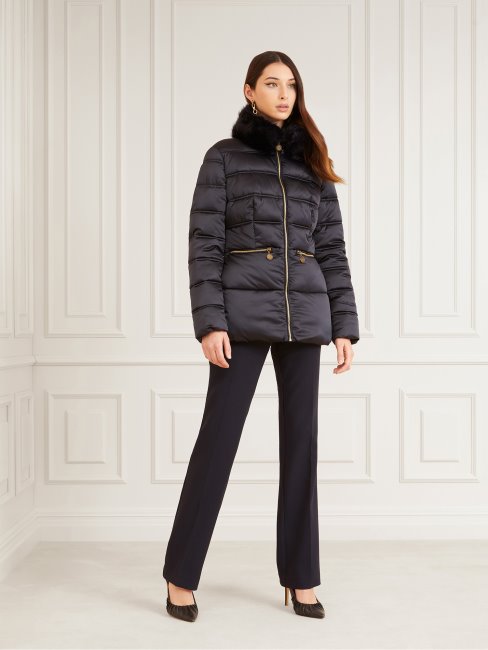 Veste En Satin Matelassé Marciano Bleu Guess