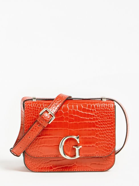 Guess Corily Sac à Bandoulière En Crocodile Orange