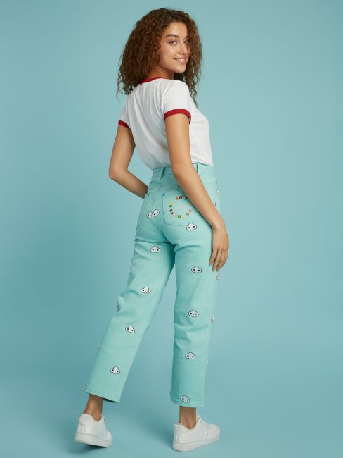 Pantalon En Jean Skinny à Pattes D'éléphant Bleu Clair Guess