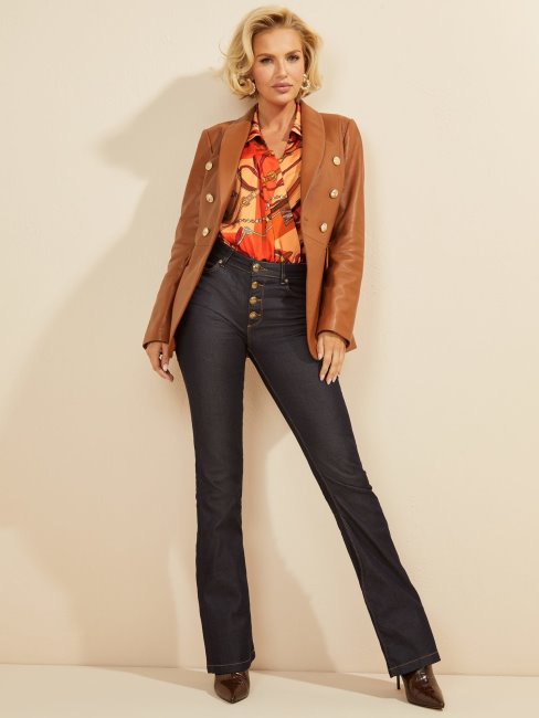 Guess Blazer En Cuir Marron Martien