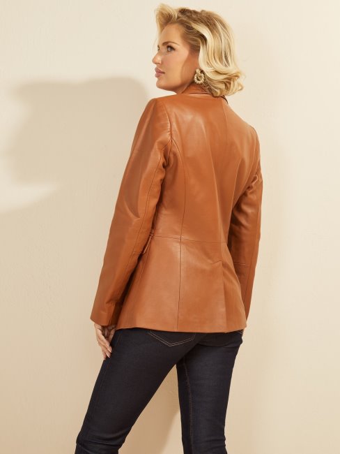 Guess Blazer En Cuir Marron Martien
