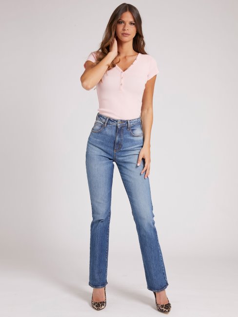 Pantalon Denim Fit And Flare Bleu Guess
