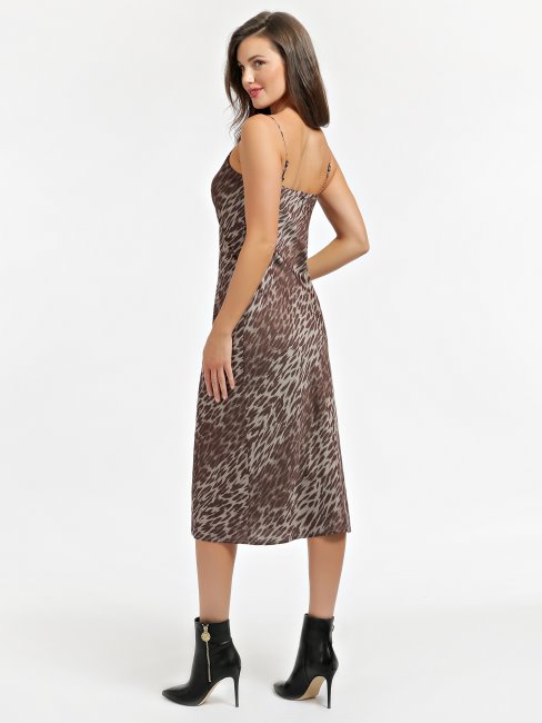 Animalier Guess Robe Droite En Satin