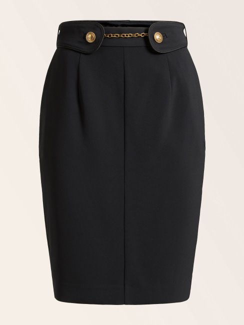 Guess Jupe Midi Noire Marciano Chaîne