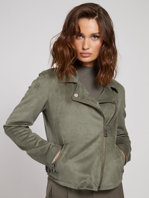 Veste Imitation Cuir Verte Guess