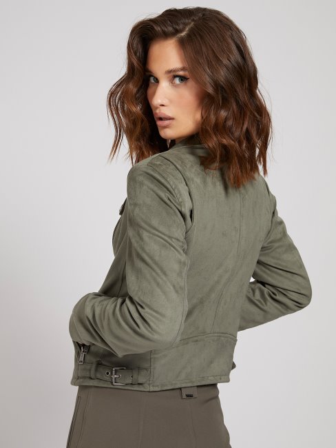 Veste Imitation Cuir Verte Guess