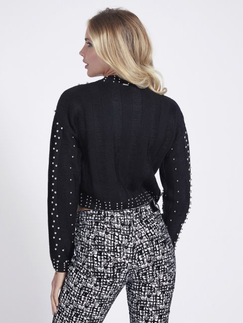Guess Pull à Appliqué Bijou Noir