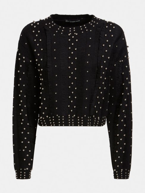 Guess Pull à Appliqué Bijou Noir