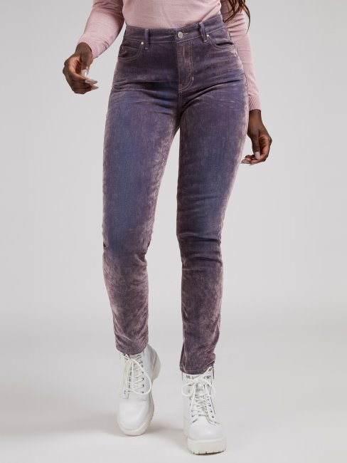 Pantalon Denim Coupe Skinny Floqué Guess Violet