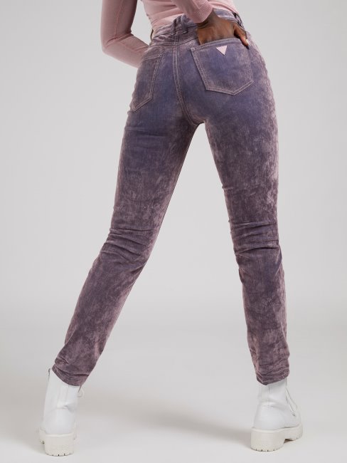 Pantalon Denim Coupe Skinny Floqué Guess Violet