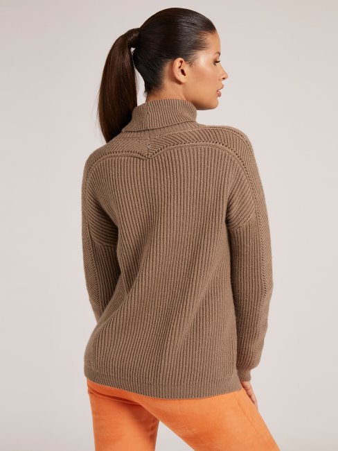 Pull Guess Marron à Col Roulé
