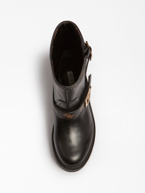 Guess Ragner Botte De Motard En Cuir Véritable Marron