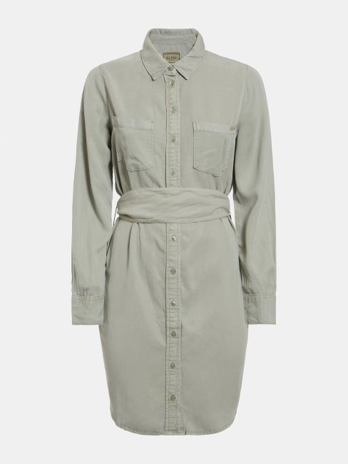 Robe Chemisier Verte Multi Ceinturée Guess