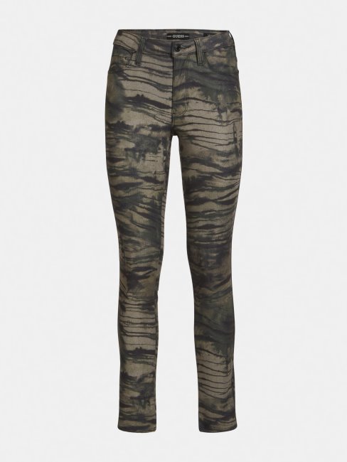 Pantalon Skinny Fit Imprimé All-over Vert Multi Guess