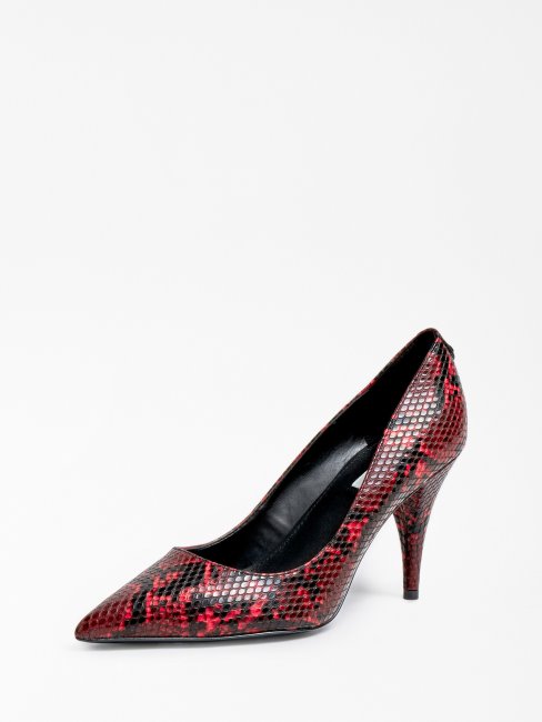 Escarpin Rouge Effet Python Rajani Deviner