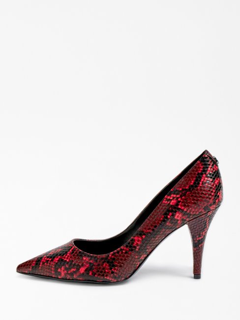 Escarpin Rouge Effet Python Rajani Deviner