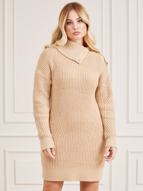 Pull En Laine Mélangée Boutons Marciano Guess Beige
