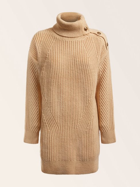 Pull En Laine Mélangée Boutons Marciano Guess Beige