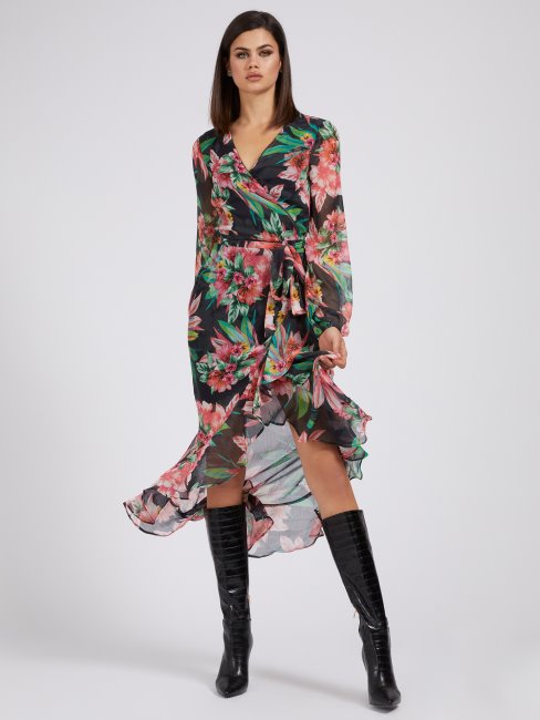 Guess - Robe Longue à Imprimé Floral Et Fantaisie Sur L'ensemble