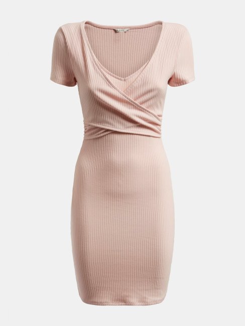 Robe Côtelée Portefeuille Rose Guess